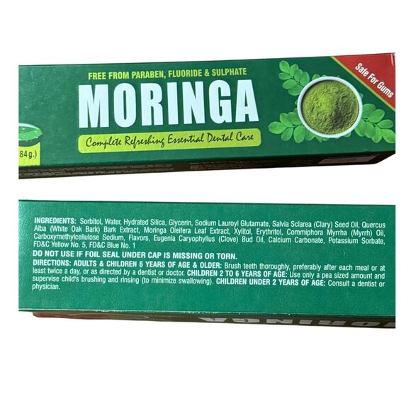 Moringa 5 In 1 Toothpaste With Myrrh Oil, Sage Oil, White Oak Bark, Clove, and M - Picture 4 of 10